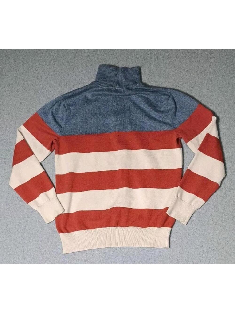 J Crew Pullover Partial Zip Up Sweatshirt Jacket Mens Size Small Red White... - Picture 8 of 11